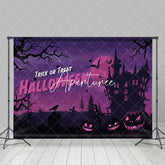 Aperturee - Aperturee Purple Scary Vibe Mountain Villa Halloween Backdrop